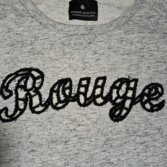 Maison Scotch La Femme Selon Marie Gray Black Rouge Sweatshirt Sz 2 US M Sweater - Picture 8 of 14